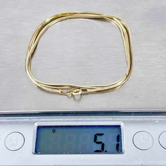 Italy Danecraft Sterling Silver Gold-Tone Square Edge Snake Chain Necklace 20" - Picture 3 of 3